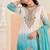 Designer sky blue ombre straight suit for women with hand embroidery