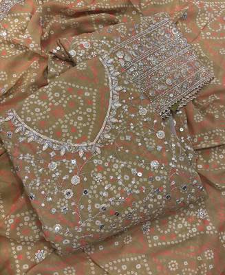 Mustard bandhani printed heavy emrboidery worked sharara suit ethnic wear 3