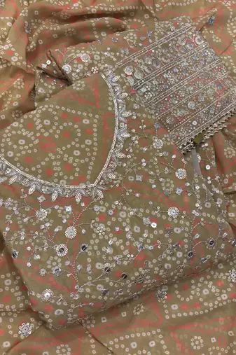 Mustard bandhani printed heavy emrboidery worked sharara suit ethnic wear
