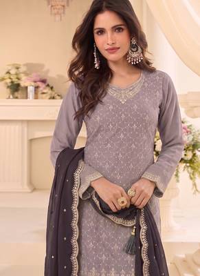 Designer beige 3 piece salwar suit for women indian wear 2