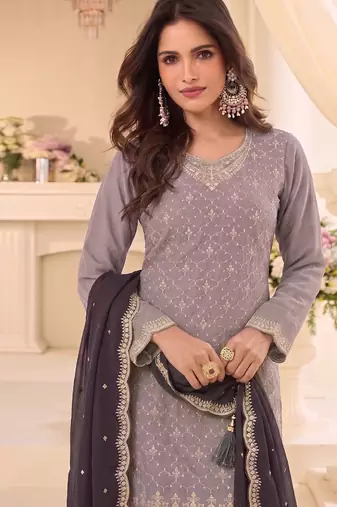 Designer beige 3 piece salwar suit for women indian wear
