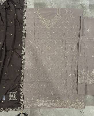 Designer beige 3 piece salwar suit for women indian wear 4