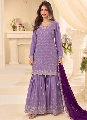Designer lilac 3 piece salwar suit for women indian wear 1
