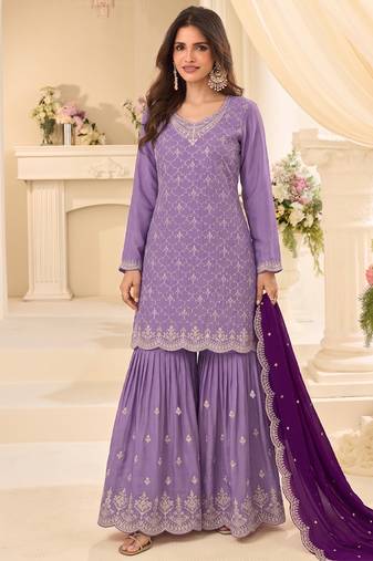 Designer lilac 3 piece salwar suit for women indian wear