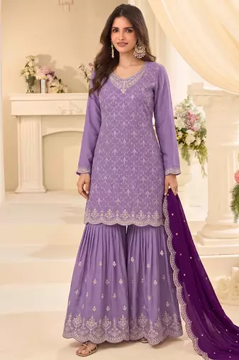 Designer lilac 3 piece salwar suit for women indian wear