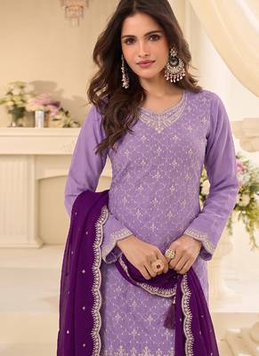 Designer lilac 3 piece salwar suit for women indian wear 2