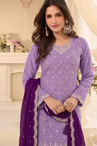 Designer lilac 3 piece salwar suit for women indian wear