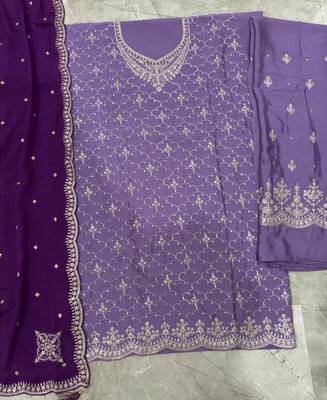 Designer lilac 3 piece salwar suit for women indian wear 4