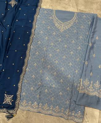 Designer baby blue 3 piece salwar suit for women indian wear 4