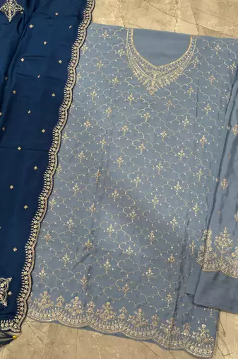 Designer baby blue 3 piece salwar suit for women indian wear