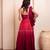 Pink pearl embellished one-shoulder draped gown for women