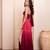 Pink pearl embellished one-shoulder draped gown for women