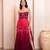 Pink pearl embellished one-shoulder draped gown for women
