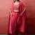 Pink embroidered crepe cape draped skirt set for women