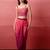 Pink embroidered crepe cape draped skirt set for women