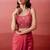 Pink embroidered crepe cape draped skirt set for women