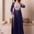 Blue mirror work georgette anarkali suit set for women