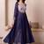 Blue mirror work georgette anarkali suit set for women