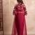 Maroon floral embroidered satin cape dhoti skirt set for women
