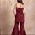 Maroon embellished crepe tunic palazzo set with organza dupatta for women