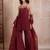 Maroon embellished crepe tunic palazzo set with organza dupatta for women