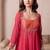 Orange mirror work georgette anarkali suit set for women