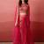 Pink cutdana embroidered crepe cape skirt set for women