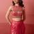 Pink cutdana embroidered crepe cape skirt set for women