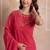 Pink embroidered georgette sharara set with dupatta for women