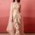 Beige champagne gold handwork georgette draped skirt set with shrug for women