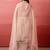 Beige champagne gold handwork georgette draped skirt set with shrug for women