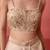 Beige champagne gold handwork georgette draped skirt set with shrug for women
