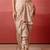 Beige champagne gold handwork georgette draped skirt set with shrug for women