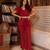 Magenta solid georgette v-neck ruffle top & flared pant co-ord set for women