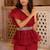 Magenta solid georgette v-neck ruffle top & flared pant co-ord set for women