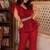 Magenta solid georgette v-neck ruffle top & flared pant co-ord set for women