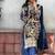 Navy blue georgette embroidered palazzo suit