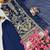 Navy blue georgette embroidered palazzo suit