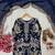 Navy blue georgette embroidered palazzo suit
