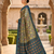 Green patola silk saree with zari weaving meenakari patola design