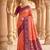 Peach patola silk saree with zari weaving meenakari patola design