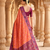 Peach patola silk saree with zari weaving meenakari patola design
