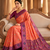 Peach patola silk saree with zari weaving meenakari patola design