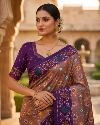 Onion pink patola silk saree with zari weaving meenakari patola design 5