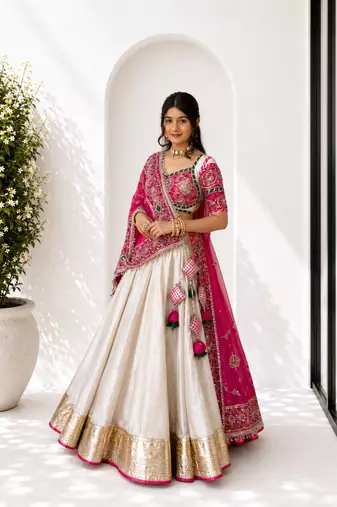 Cotton Navratri Wear Heavy Embroidered Lehenga Choli and Dupatta Set
