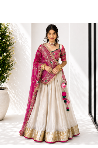 Cotton Navratri Wear Heavy Embroidered Lehenga Choli and Dupatta Set 2