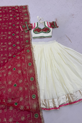 Cotton Navratri Wear Heavy Embroidered Lehenga Choli and Dupatta Set 3