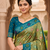 Green patola silk saree with zari weaving meenakari patola design