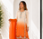 Heavy Embroidered White/Orange Kurta Palazzo and Dupatta Set