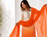 Heavy Embroidered White/Orange Kurta Palazzo and Dupatta Set